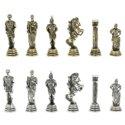 Шахматы "Римские легионеры" доска 32х32 мрамор змеевик