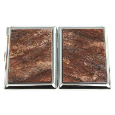 Портсигар на 20 сигарет с зажигалкой камень авантюрин