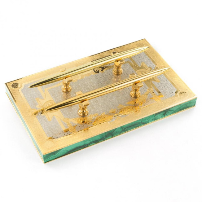 Настольный набор &quot;Лев&quot; малахит