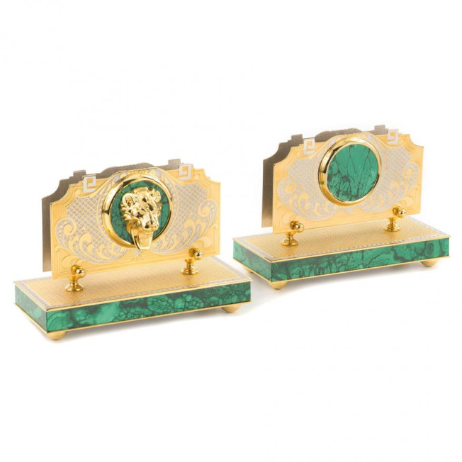 Настольный набор &quot;Лев&quot; малахит