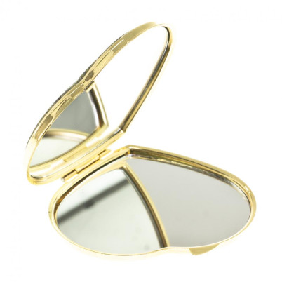 Зеркальце &quot;Сердце&quot; из змеевика с прямой ящерицей цвет золото