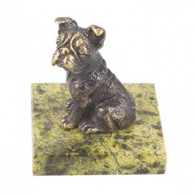 Статуэтка из бронзы и змеевика &quot;Собачка средняя №2&quot;