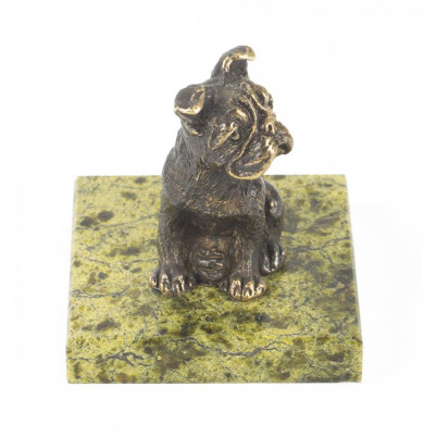 Статуэтка из бронзы и змеевика &quot;Собачка средняя №2&quot;