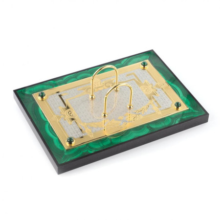 Настольный набор "Конь с попоной" из малахита Златоуст