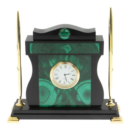 Настольные часы с ручками из малахита