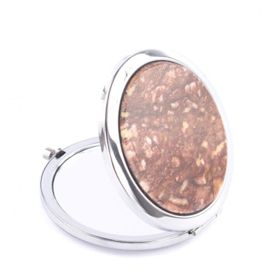 Зеркало карманное круглое из авантюрина цвет серебро