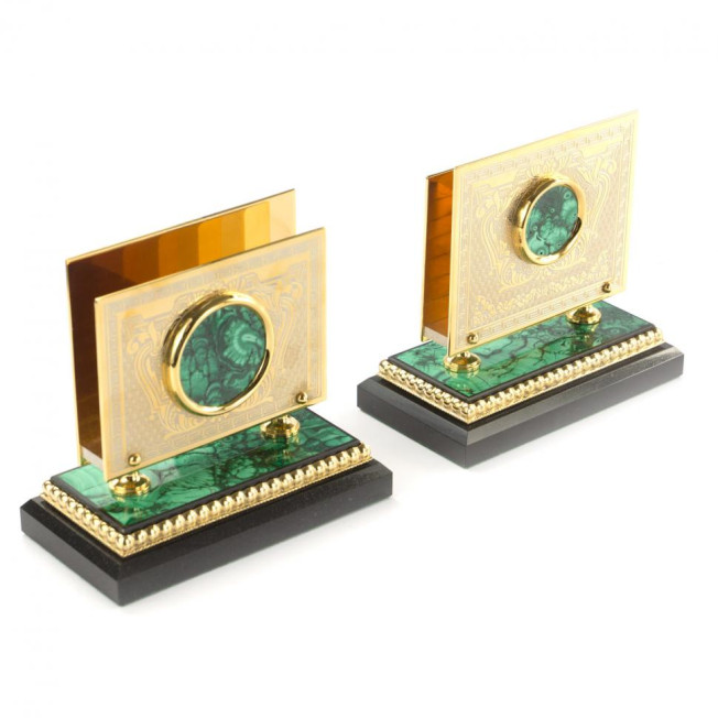 Настольный набор "Орел" с бюваром из малахита