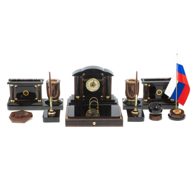 Письменный набор "Контракт" камень обсидиан