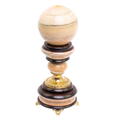 Шар из газганского мрамора "Антистресс" 10 см на подставке