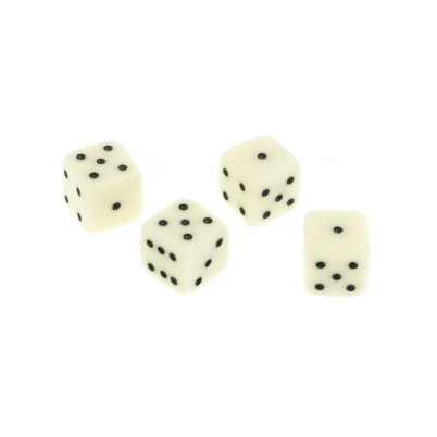 Кубики игральные 1 см набор 4 шт белые