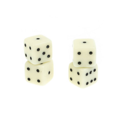 Кубики игральные 1 см набор 4 шт белые
