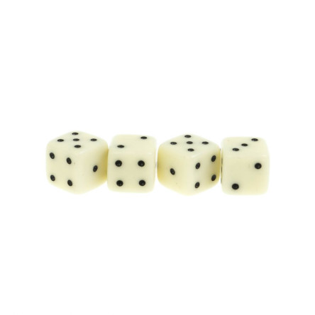 Кубики игральные 1 см набор 4 шт белые
