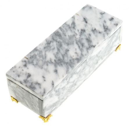 Шкатулка камень серый мрамор без зеркала 20,5х7,5х6,5 см