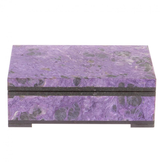 Шкатулка из камня чароит 12,5х8,5х4,5 см