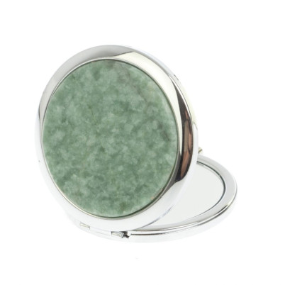 Зеркало круглое из камня жадеит цвет серебро