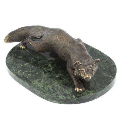 Бронзовая статуэтка &quot;Лис крадется&quot; змеевик