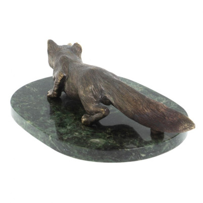 Бронзовая статуэтка &quot;Лис крадется&quot; змеевик