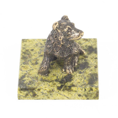 Статуэтка из бронзы и змеевика &quot;Собачка средняя №3&quot;