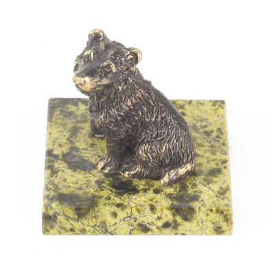 Статуэтка из бронзы и змеевика &quot;Собачка средняя №3&quot;