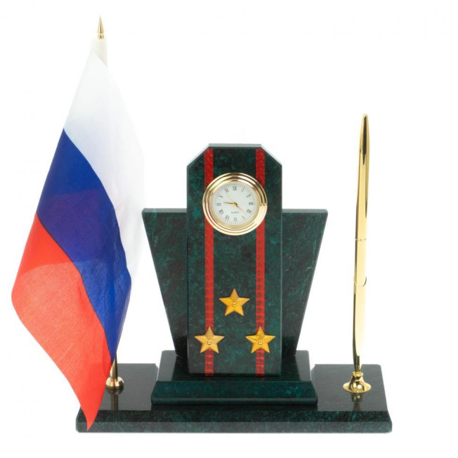 Настольный набор &quot;Погон полковник ВС&quot; змеевик