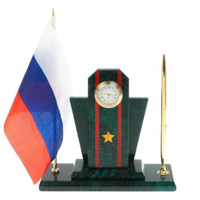 Настольный набор &quot;Погон полковник ВС&quot; змеевик