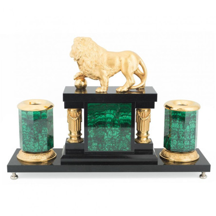 Настольный набор "Лев" малахит долерит