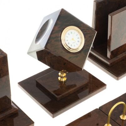 Настольный набор "Оптимал" камень обсидиан коричневый