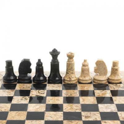 Шахматы "Сувенирные" доска 20х20 см мрамор ракушечник