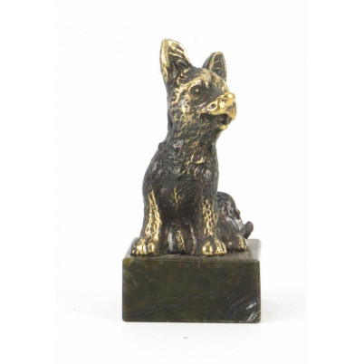 Фигурка из бронзы &quot;Собачка малая №1&quot; змеевик