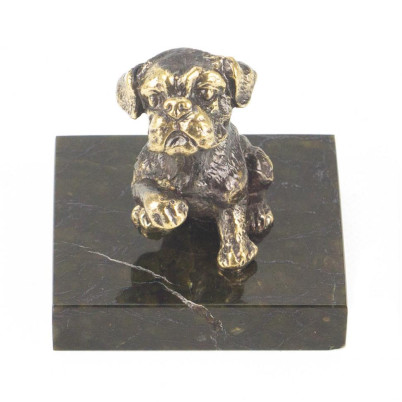Статуэтка &quot;Собачка средняя №4&quot;из бронзы и змеевика