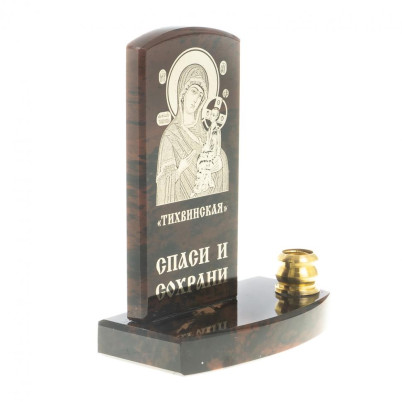 Икона с подсвечником &quot;Тихвинская&quot; камень обсидиан