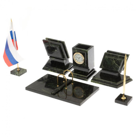 Настольный набор "Триколор" камень змеевик