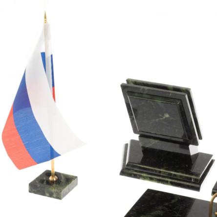 Настольный набор "Триколор" камень змеевик