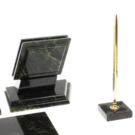 Настольный набор "Триколор" камень змеевик