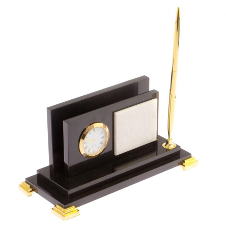 Визитница с часами "Стандарт" долерит мрамор