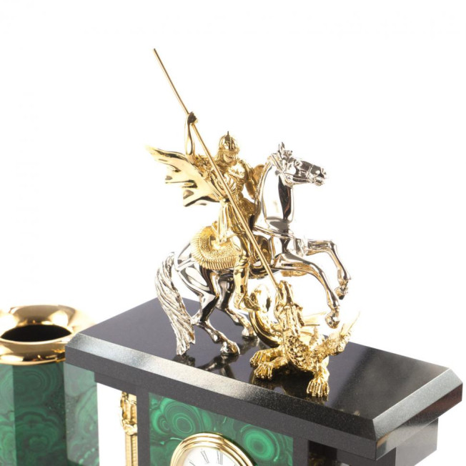 Настольный набор из малахита "Георгий Победоносец"