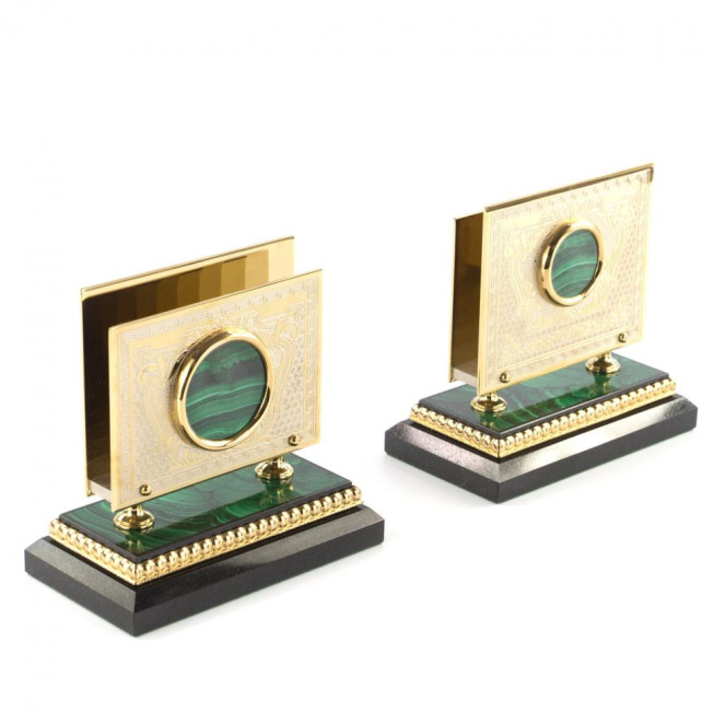 Настольный набор из малахита "Георгий Победоносец"