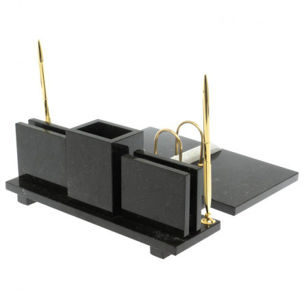 Настольный набор "Офисный" из мармора и змеевика с гербом РФ