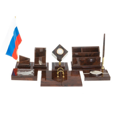 Письменный набор &quot;Оптимал плюс&quot; коричневый обсидиан