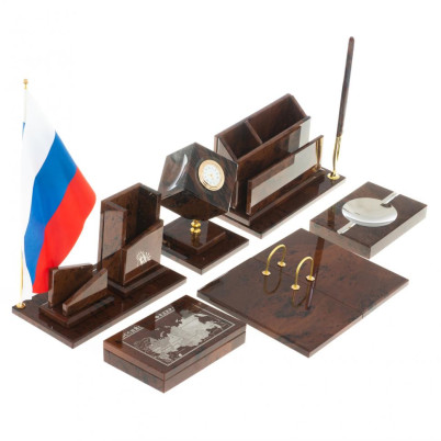 Письменный набор &quot;Оптимал плюс&quot; коричневый обсидиан