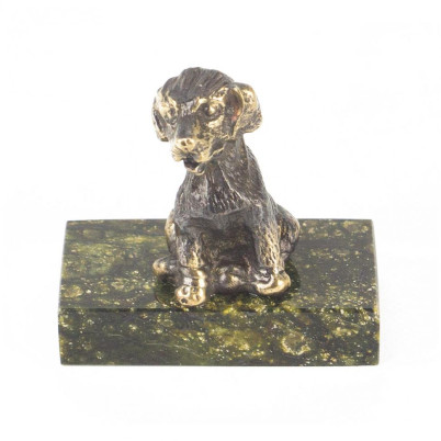 Статуэтка &quot;Собачка малая №7&quot; из бронзы и змеевика