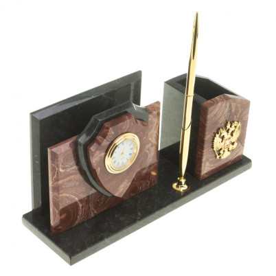 Настольная визитница &quot;Щит&quot; из лемезита