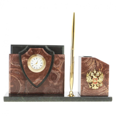 Настольная визитница &quot;Щит&quot; из лемезита