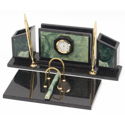 Письменный набор &quot;Стенка&quot; камень офиокальцит