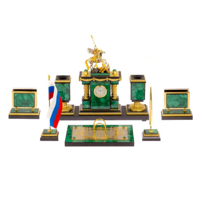 Письменный набор из малахита &quot;Георгий Победоносец&quot; Златоуст