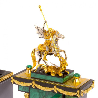 Письменный набор из малахита &quot;Георгий Победоносец&quot; Златоуст