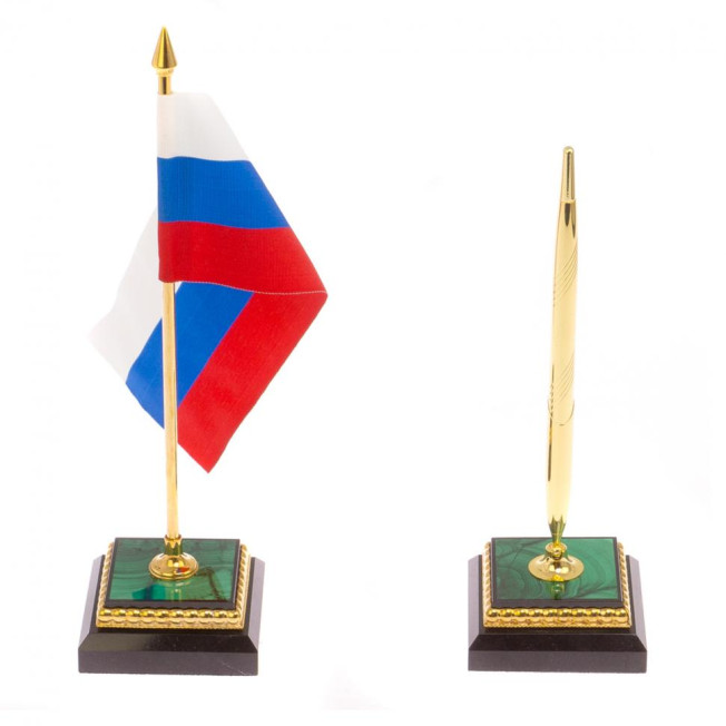 Письменный набор из малахита &quot;Георгий Победоносец&quot; Златоуст