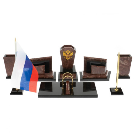 Письменный набор "Бюрократ с гербом РФ" из лемезита