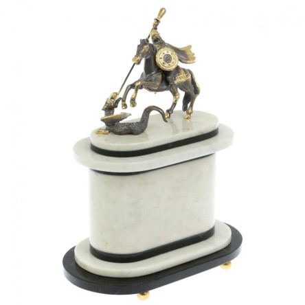 Часы "Георгий Победоносец" из мрамора и бронзы