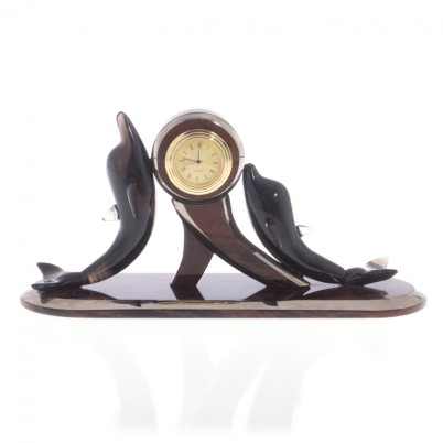 Часы &quot;Пара дельфинов&quot; камень обсидиан